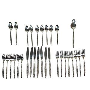 Vintage Rogers Dubonnet Flatware Lot of 31 pcs Floral Design Forks Knives Spoons